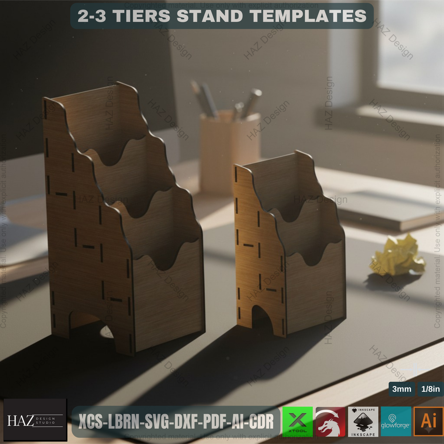 Laser Cut Tiered Display - 2 Sizes - Retail Stand SVG,Laser Cut Counter Stand - Retail Display - SVG Template 420