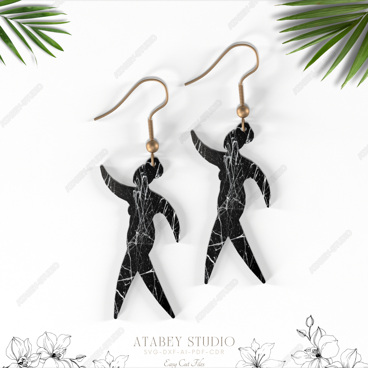 Elegant Dancer Women Silhouette Earrings - Laser Cut Jewelry Files 833