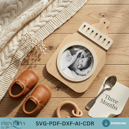 Feedle Bottle Photo Keepsake  / Baby Frame Laser cut files Dxf, SVG238