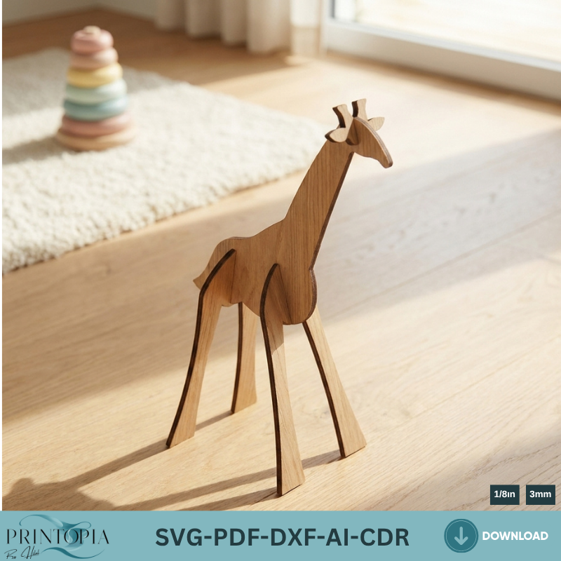 Giraffe Cutting Template - 3D Animal Decor for Laser Cutting Machines Create Stunning 3D Giraffe Decor with This Laser Cutting Template 136