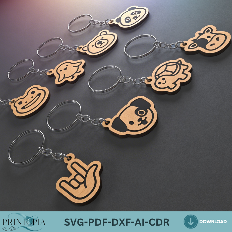 Animal Keychains Bundle - Cute Animal Characters - Perfect for Anniversary