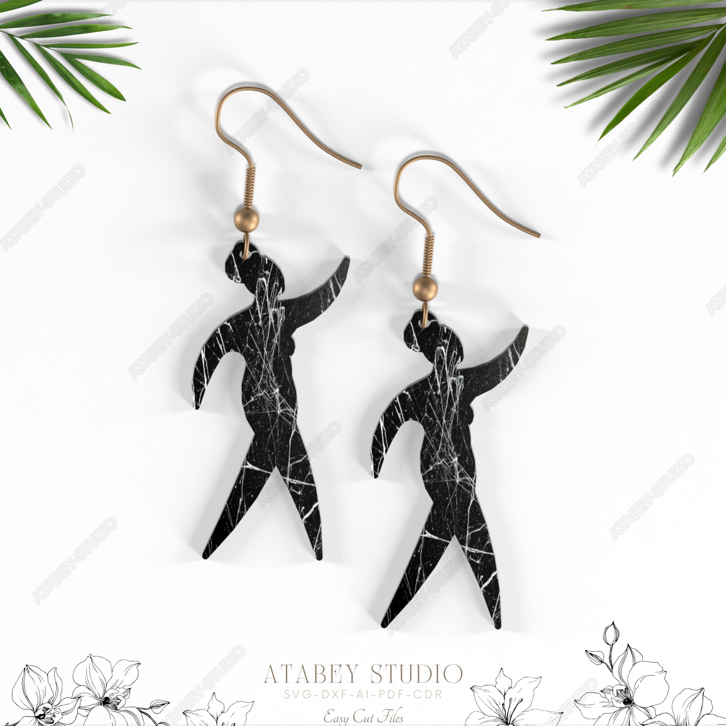 Elegant Dancer Women Silhouette Earrings - Laser Cut Jewelry Files 833