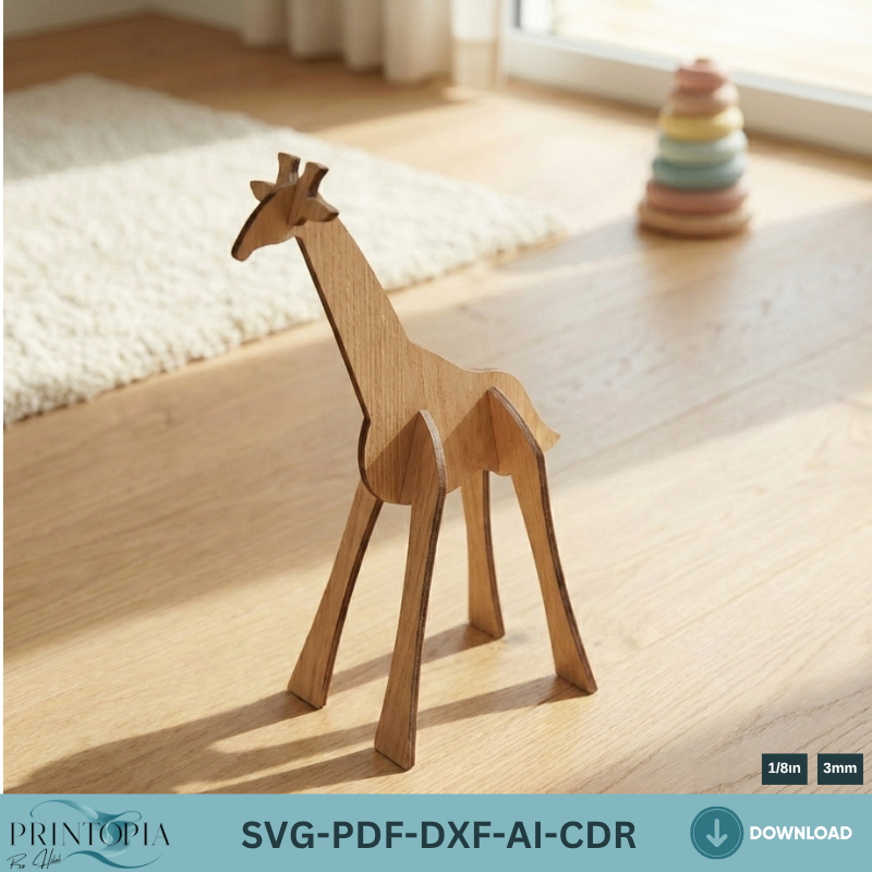 Giraffe Cutting Template - 3D Animal Decor for Laser Cutting Machines Create Stunning 3D Giraffe Decor with This Laser Cutting Template 136