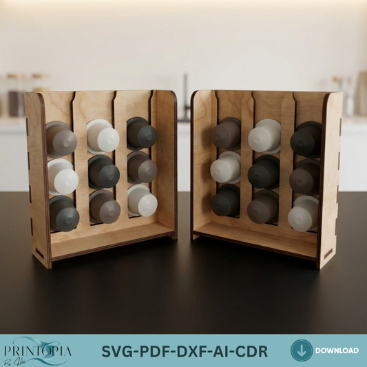 Laser Cut Coffee Pod Holder Stand Pattern - Modern Wooden Organizer Svg Dxf Digital File 389