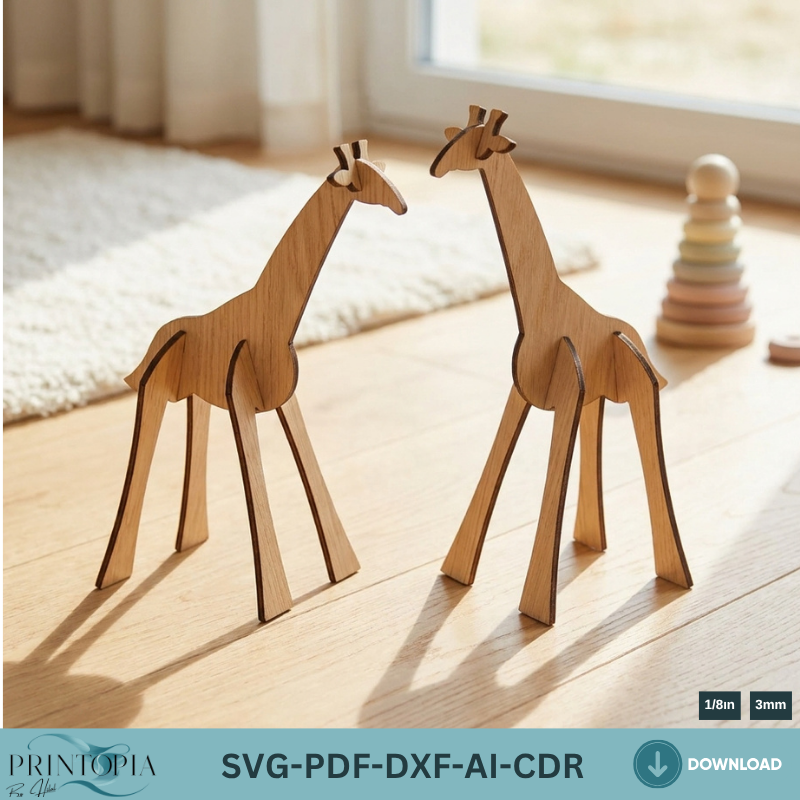Giraffe Cutting Template - 3D Animal Decor for Laser Cutting Machines Create Stunning 3D Giraffe Decor with This Laser Cutting Template 136