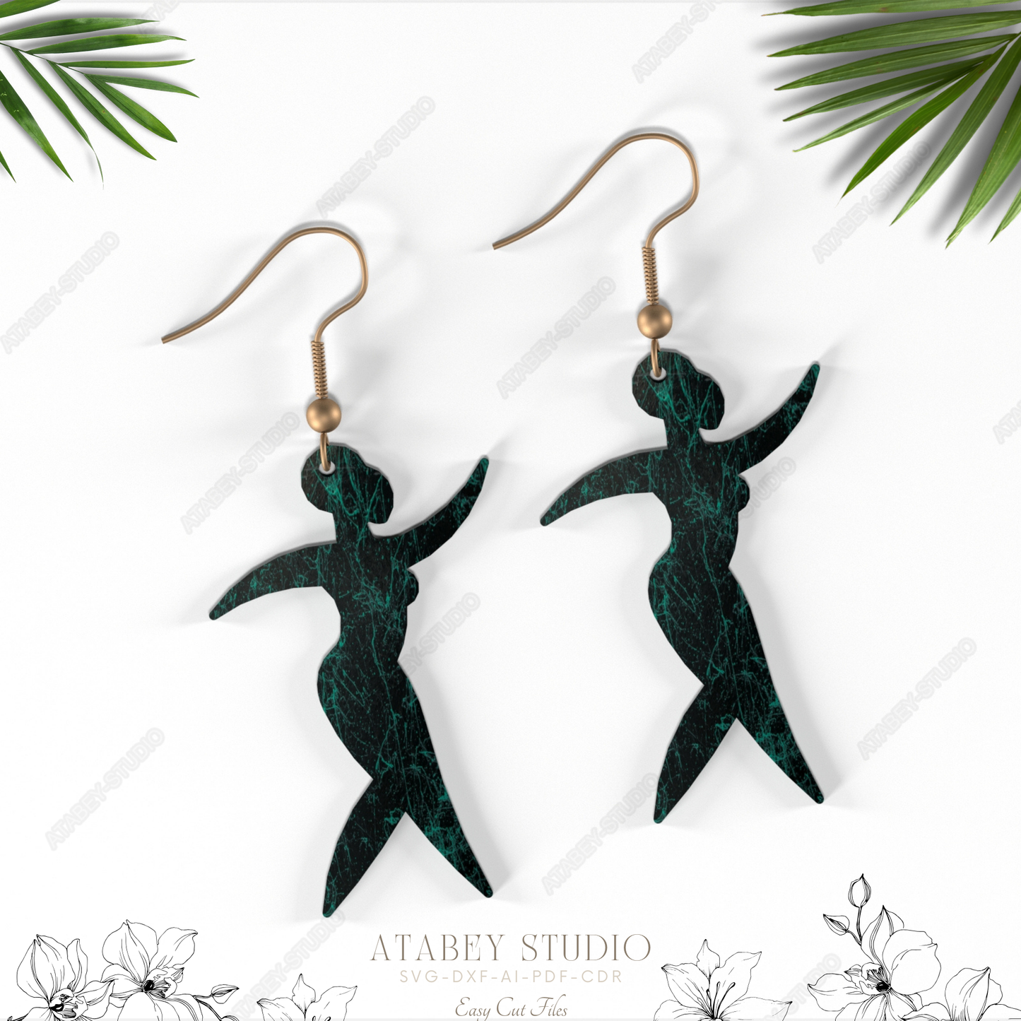 Graceful Ballerina Silhouette Earrings - Laser Cut Jewelry Files 835