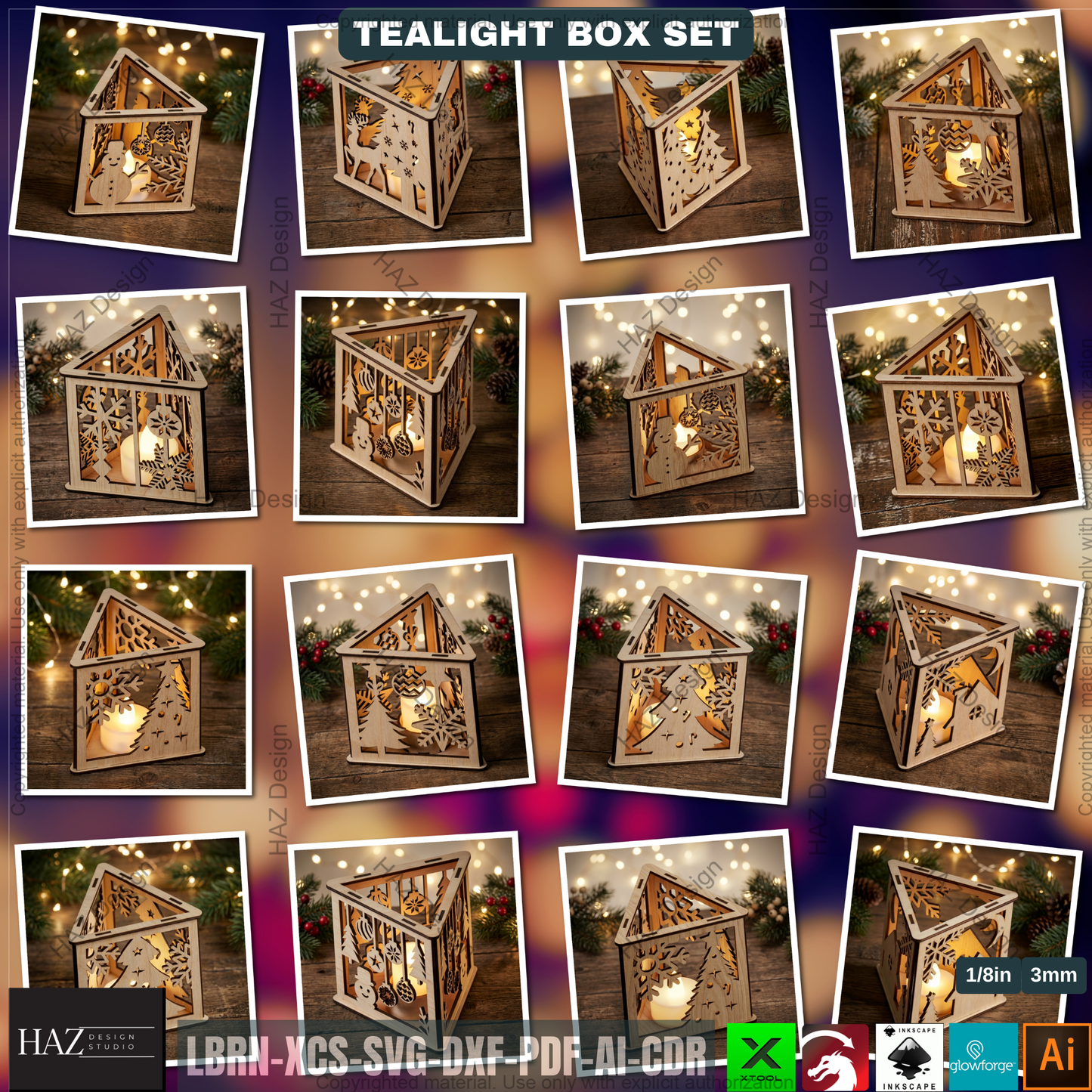 Christmas Lantern Laser Cut Files, Triangle Tealight Holder, Wooden Xmas Decor 509
