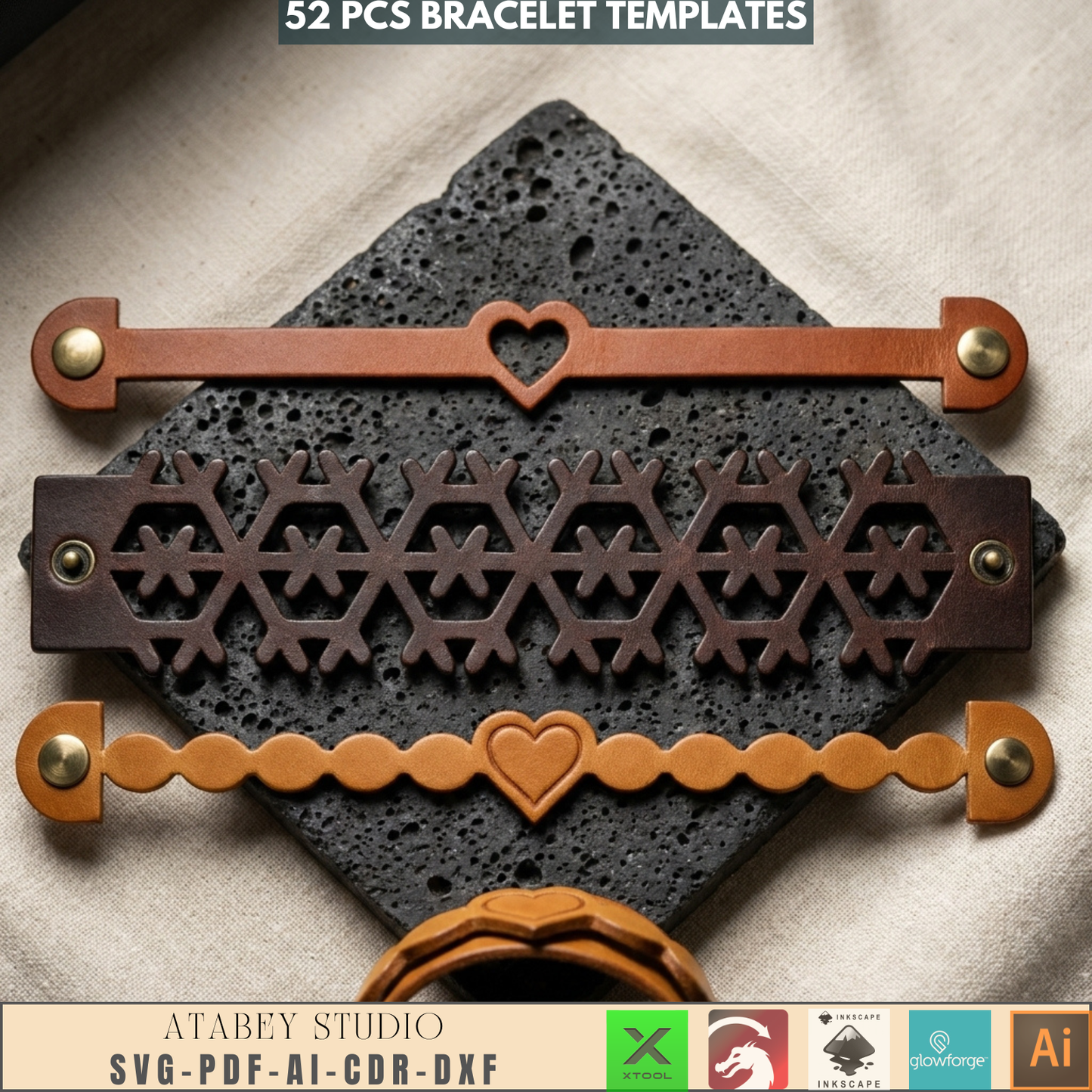 Laser Cut Bangle & Cuff SVG Pack, Creative Jewelry Making Templates, Files for Wood & Leather Crafters