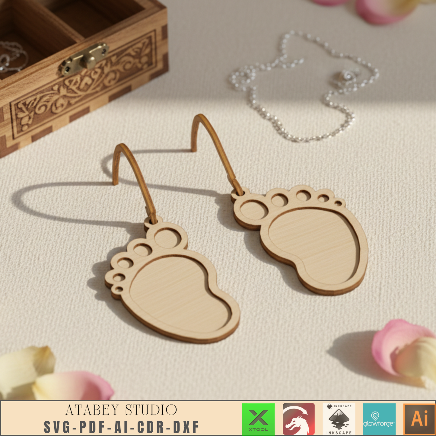 Laser Cut Wooden Earrings / Jewelry Set / Creative Earring Designs for Laser Cutting 953