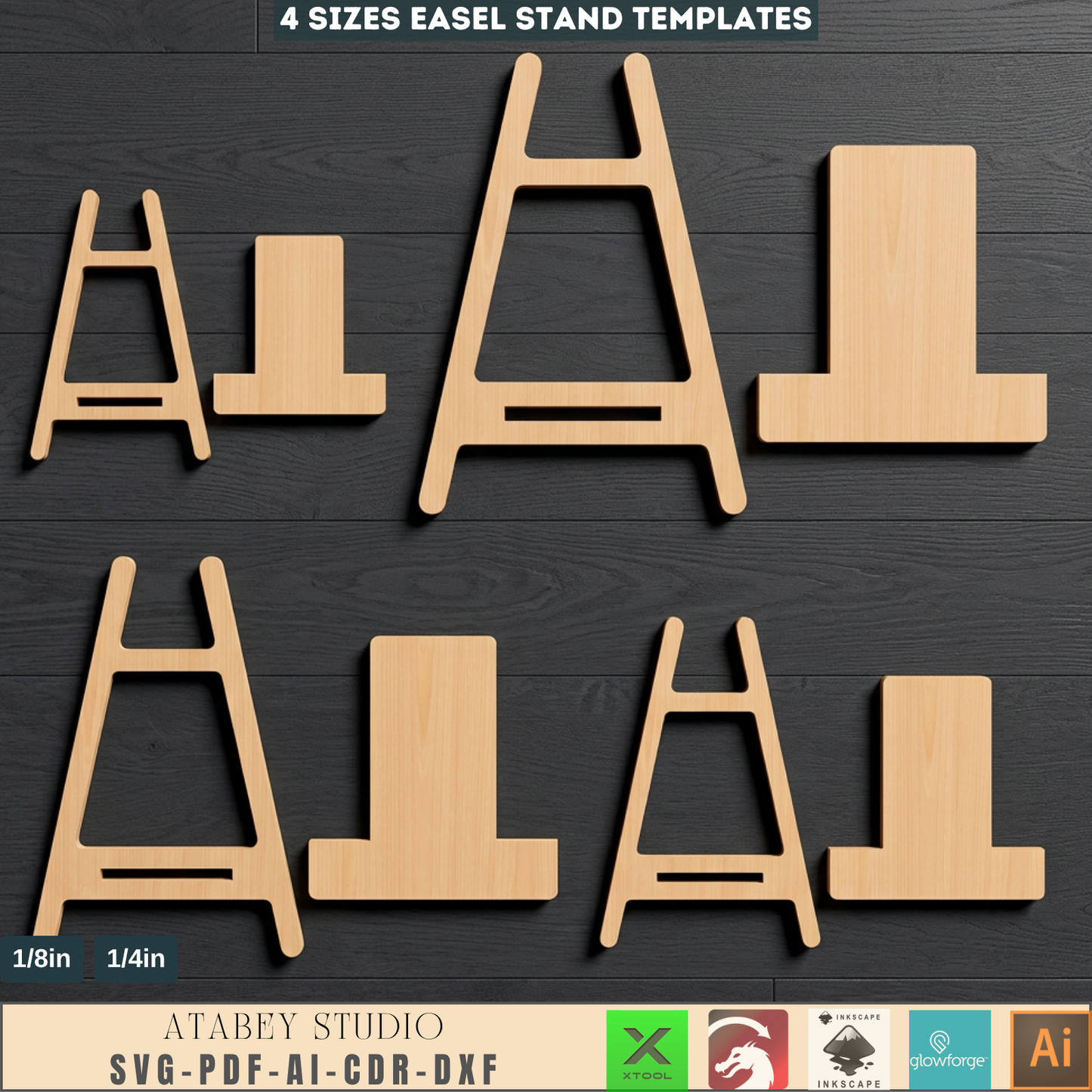Easel Stands Template Tabletop Menu Holder Wood Display Stand 4 Sizes Wood Sign Holders