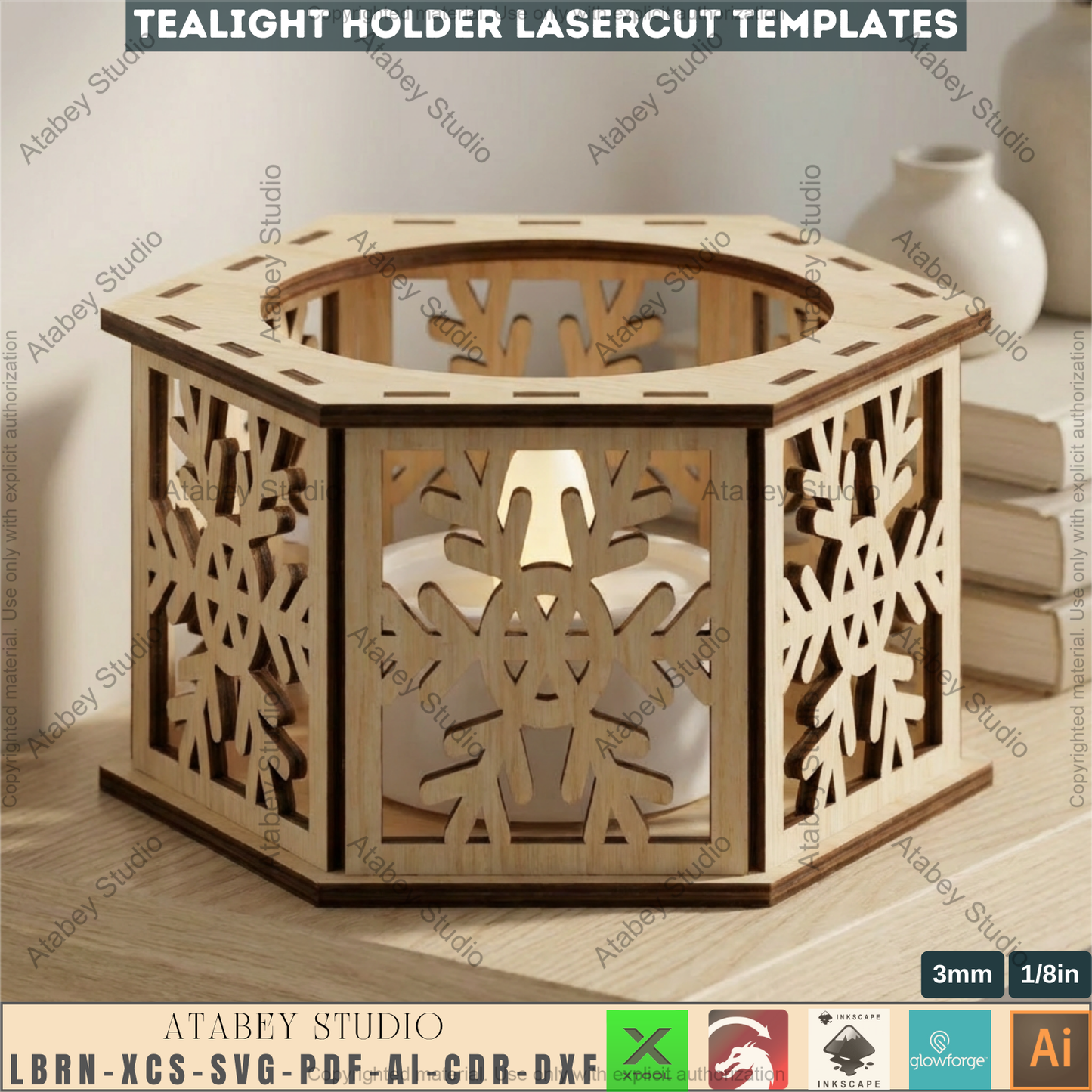 Christmas Candle Holder Bundle Laser Cut Lantern Tealight Box Xmas Table Decor 977