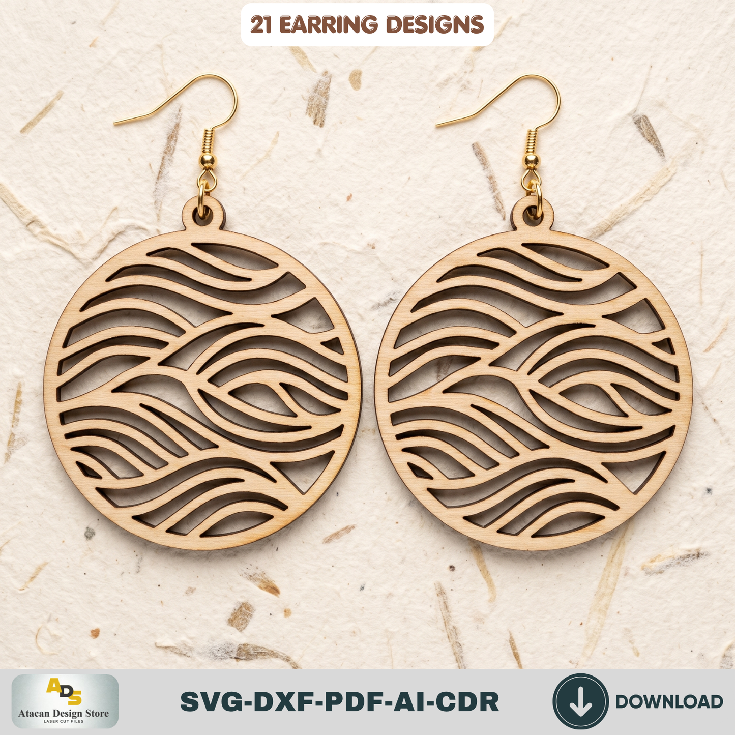 21 Wooden Earring SVG Bundle Laser Cut Jewelry Templates Glowforge DIY Wood Earrings Cutting Files