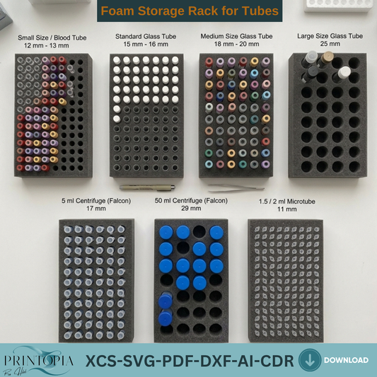 Foam Tube Rack Laser Cut Template | Lab Storage Organizer SVG Files