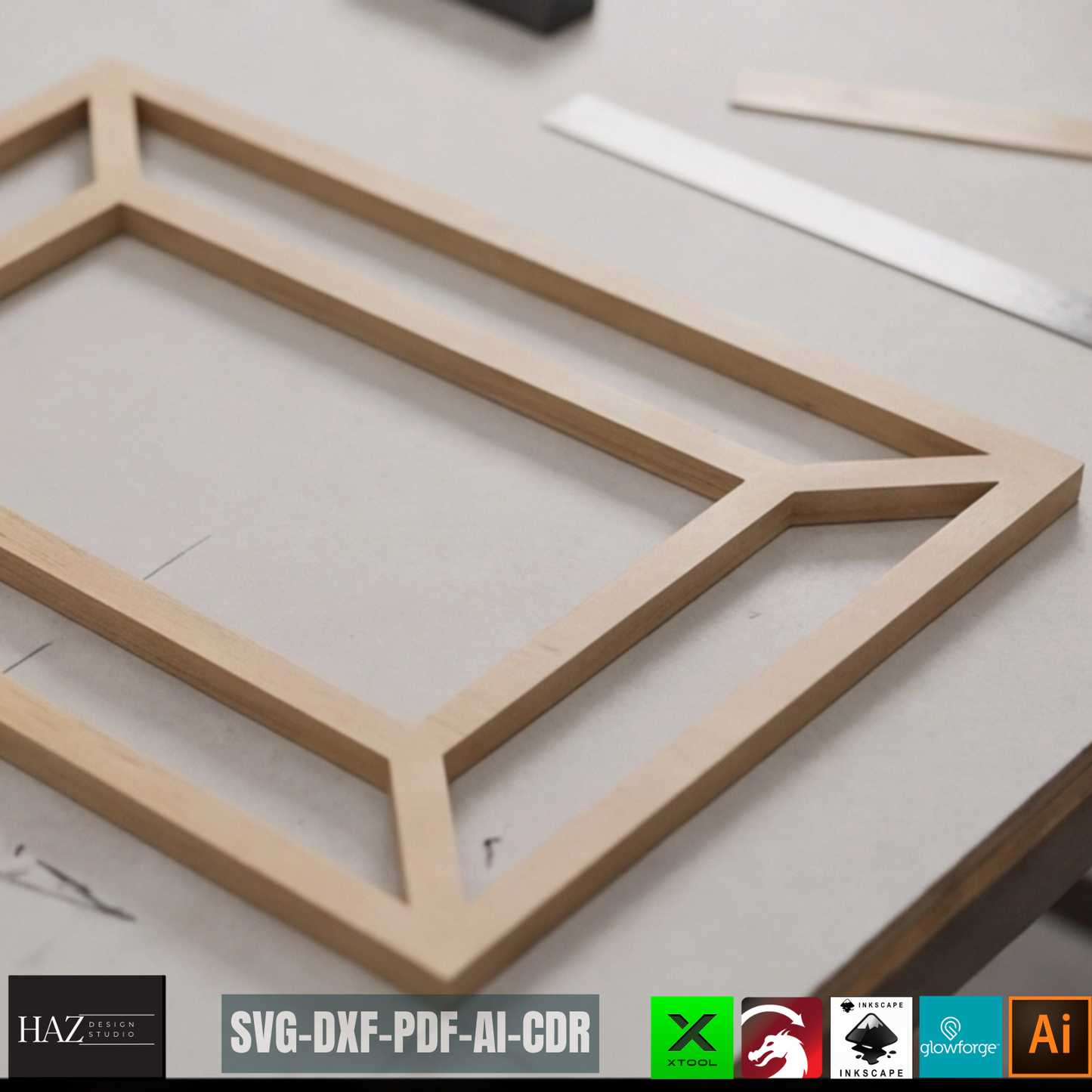 Rattan Pattern Frame Laser Cut Template Cane Webbing Edge Wooden Picture Frame Design