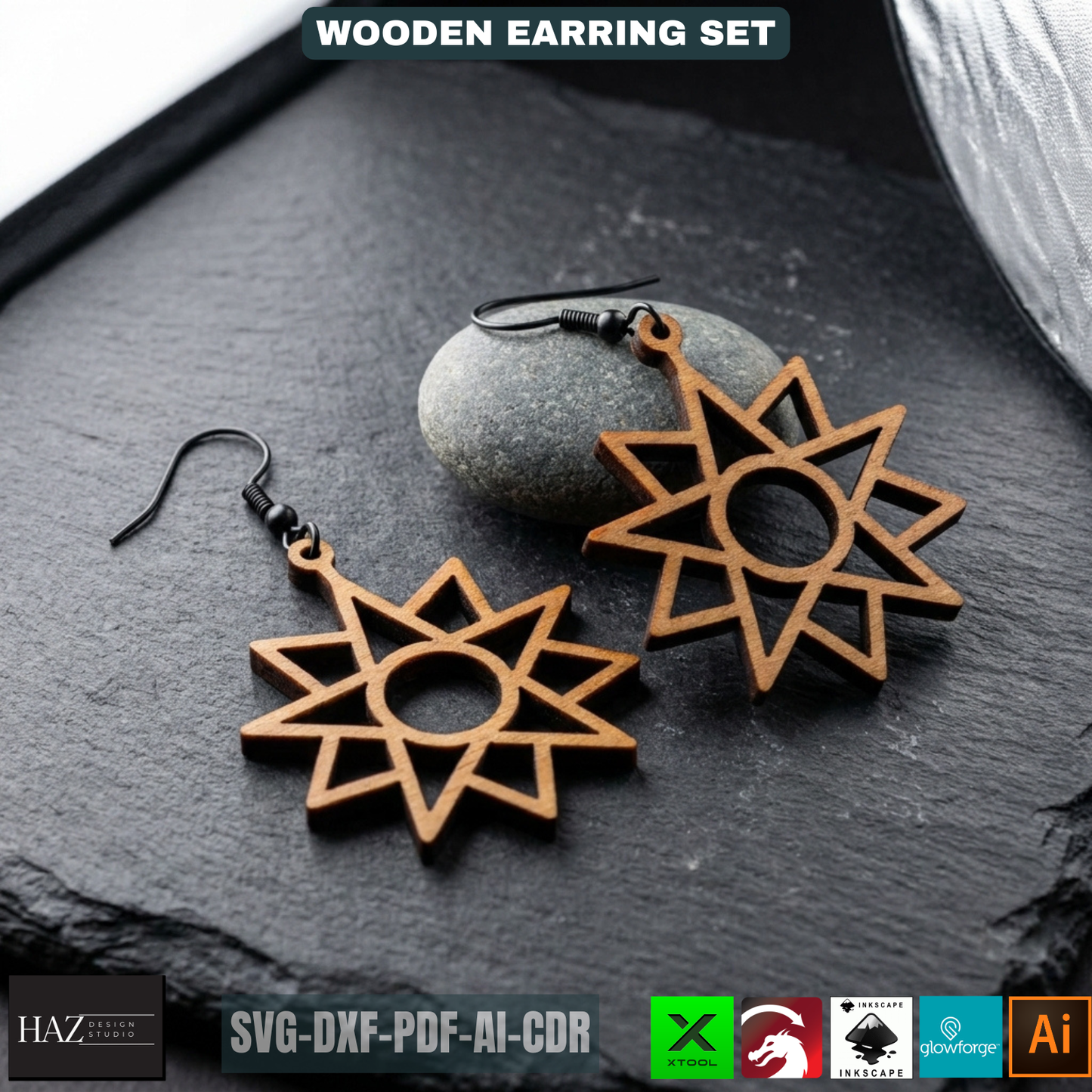 Laser Cut Earring SVG Bundle, Unique Wood Earring Designs, DIY Jewelry Files for Laser Cutter 478