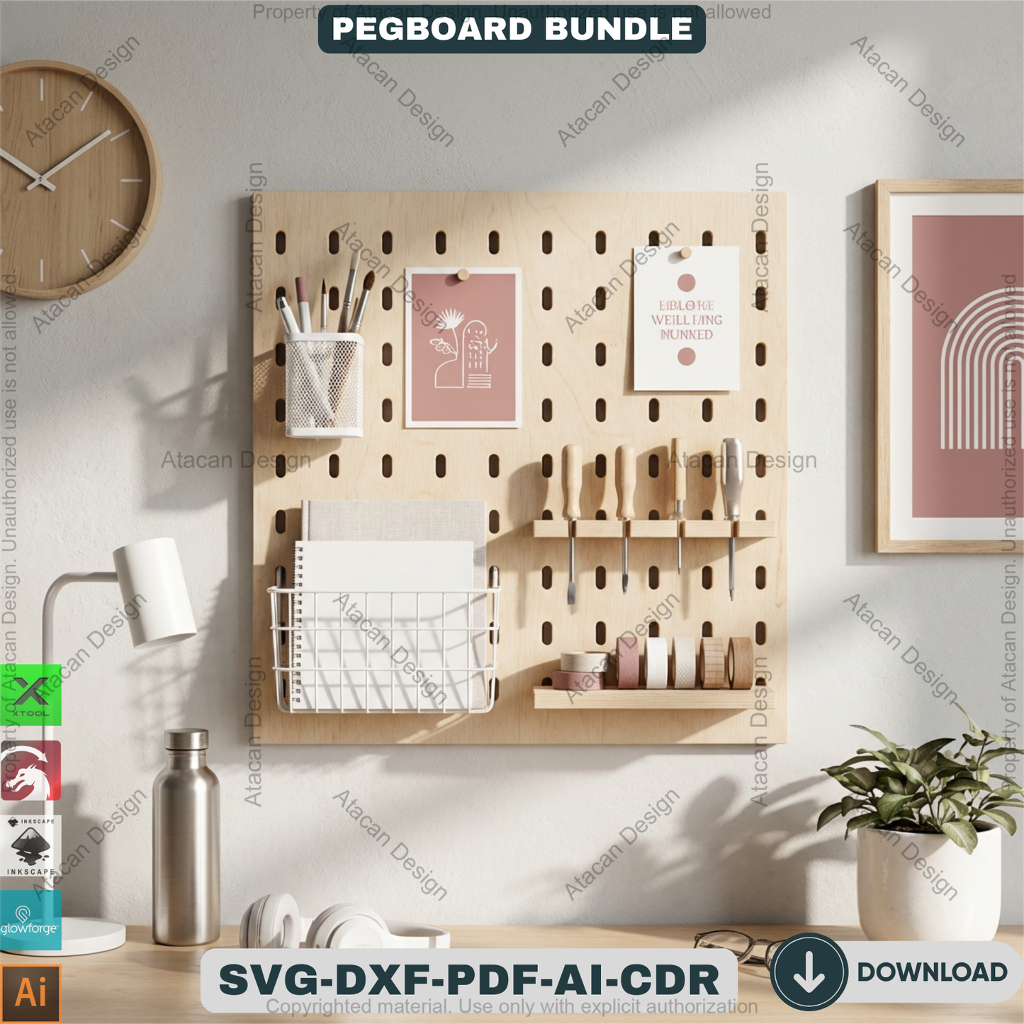 Ikea Skadis Compatible Pegboard Template 20 Sizes Wood Wall Organizer Display Panel 940