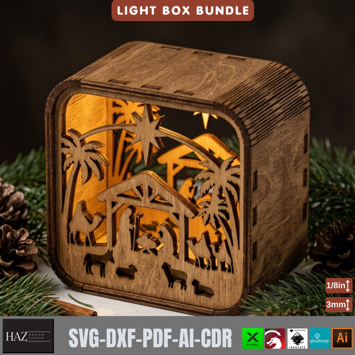 16 Rustic Christmas Shadow Box Night Light, Layered Snowman Cabin Lantern Plans, Holiday Mantel Decor 576