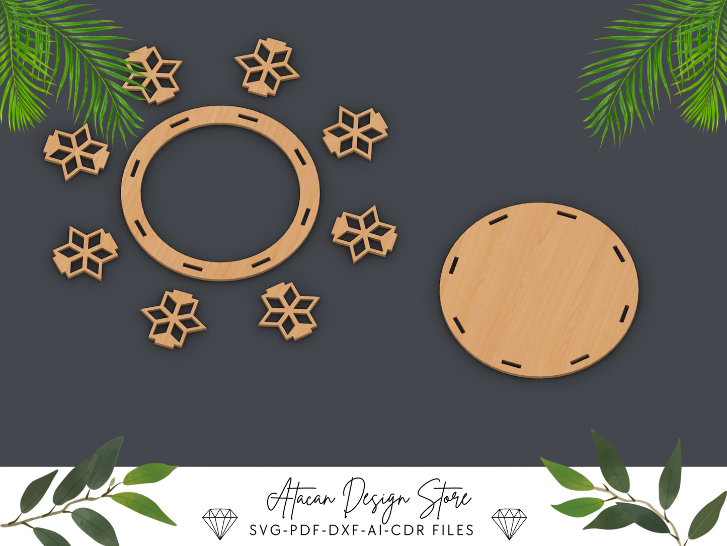 Decorative Tray Bundle | Laser Cut Ellipse, Round & Hexagon Wooden Trays 681