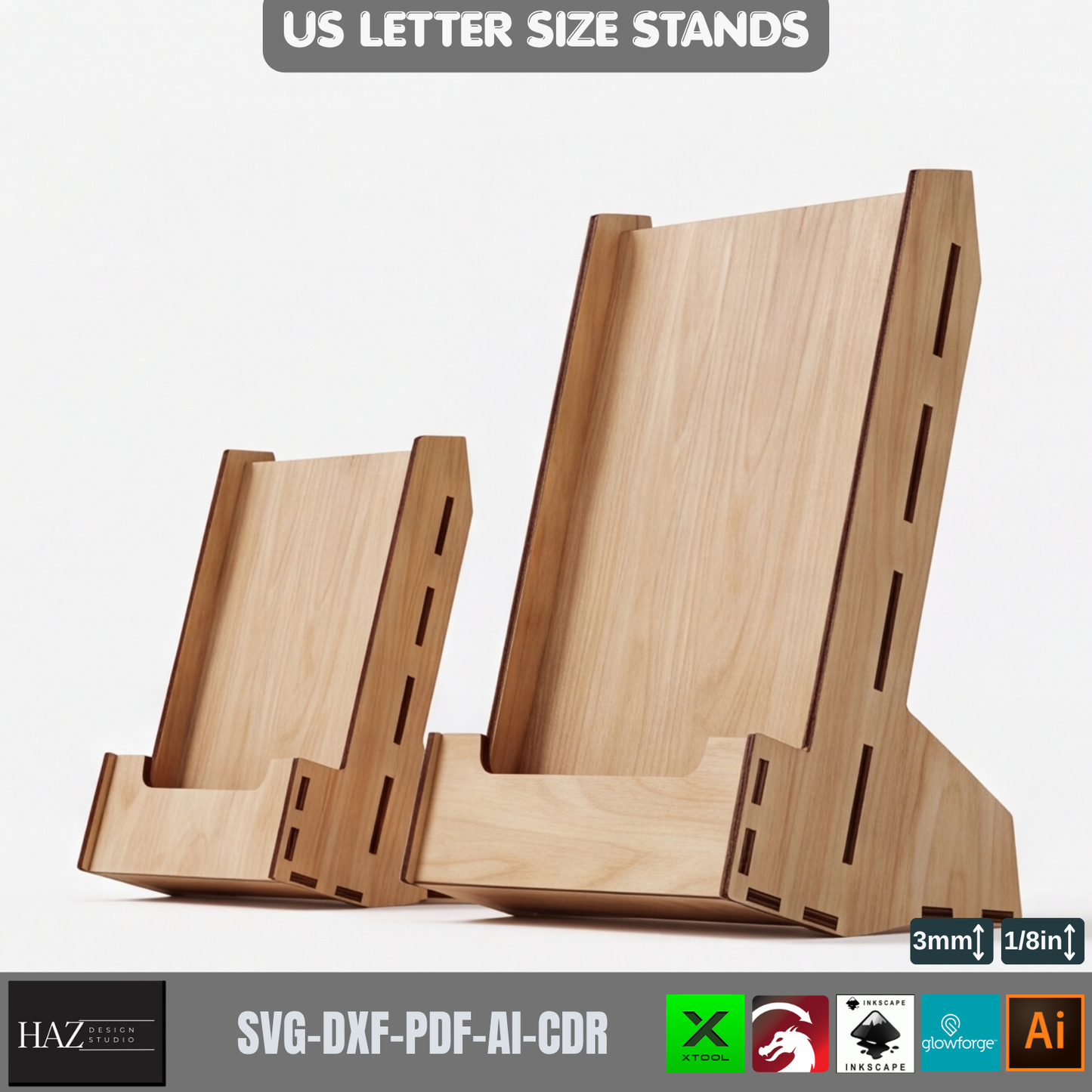 Laser Cut Menu Stand SVG Plywood Brochure Holder Template US Letter Size