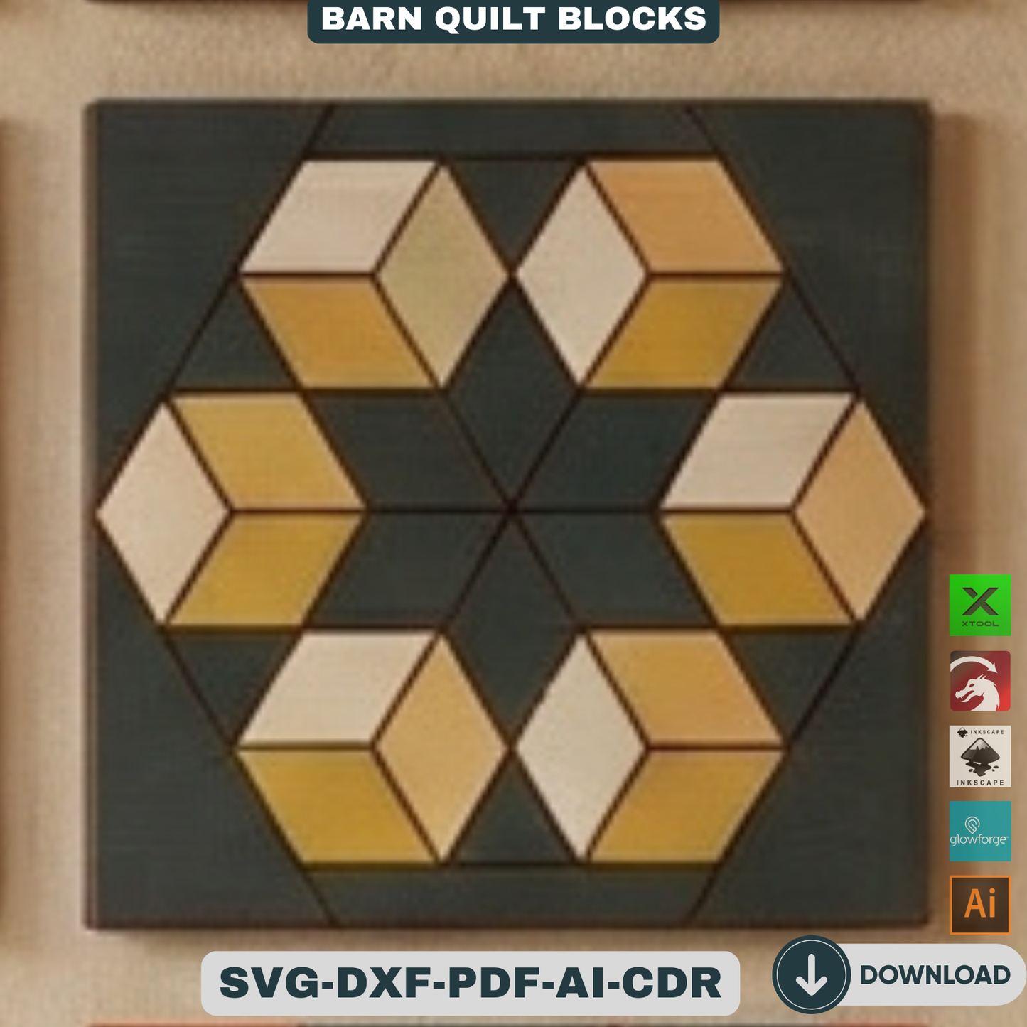 Quilt Block Patterns Laser Cut Template Modern Mosaic Wood Wall Art Farmhouse Decor DIY Patchwork Sign 936