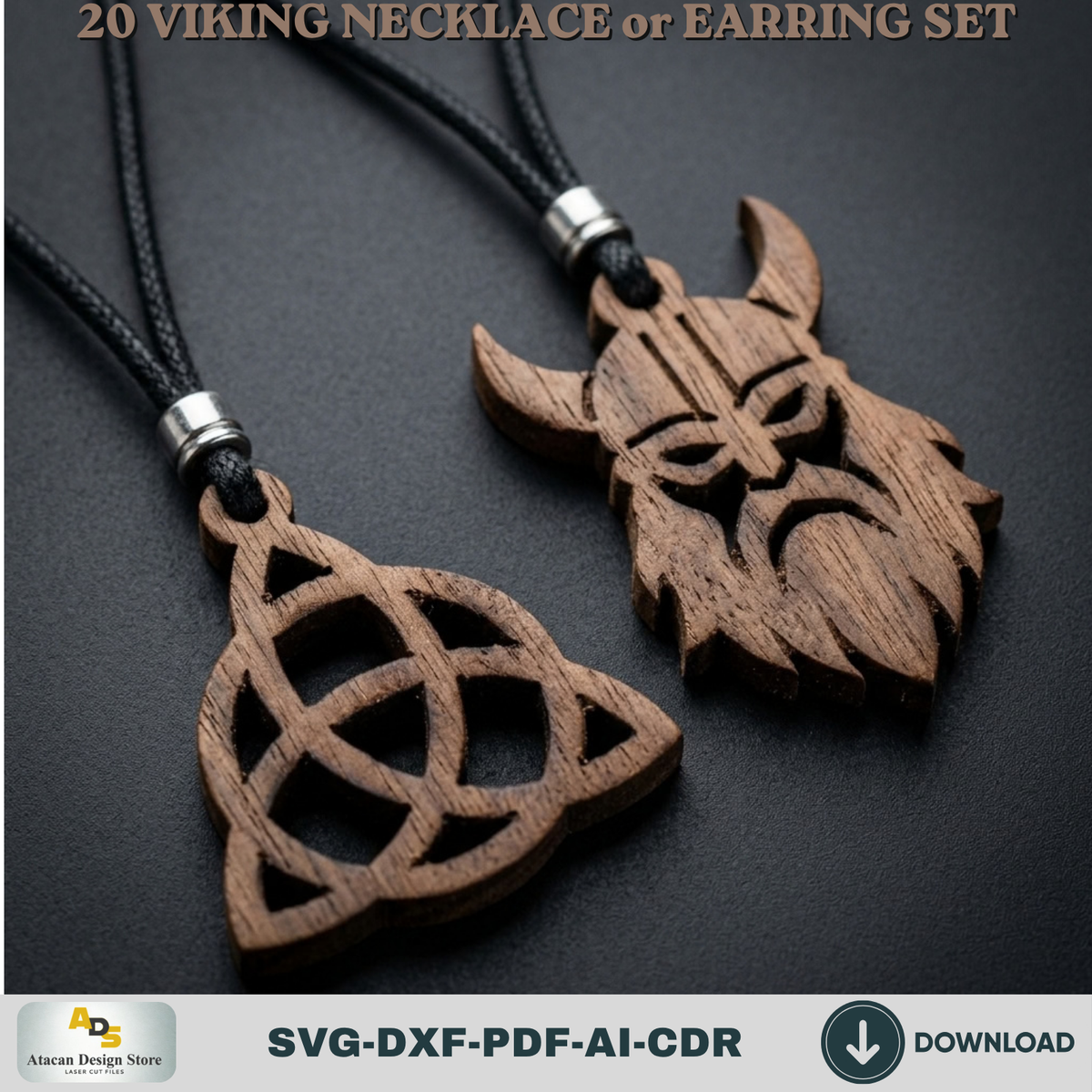 20 Viking Norse Jewelry Laser Cut Templates Necklace Earring Pendant Designs