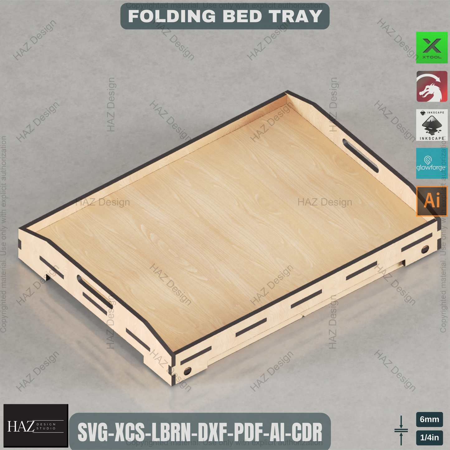 Laser Cut Folding Bed Tray - Breakfast & Serving Table Digital Plan,Portable Breakfast & Serving Tray - Smart Laser Cut Folding Design 454