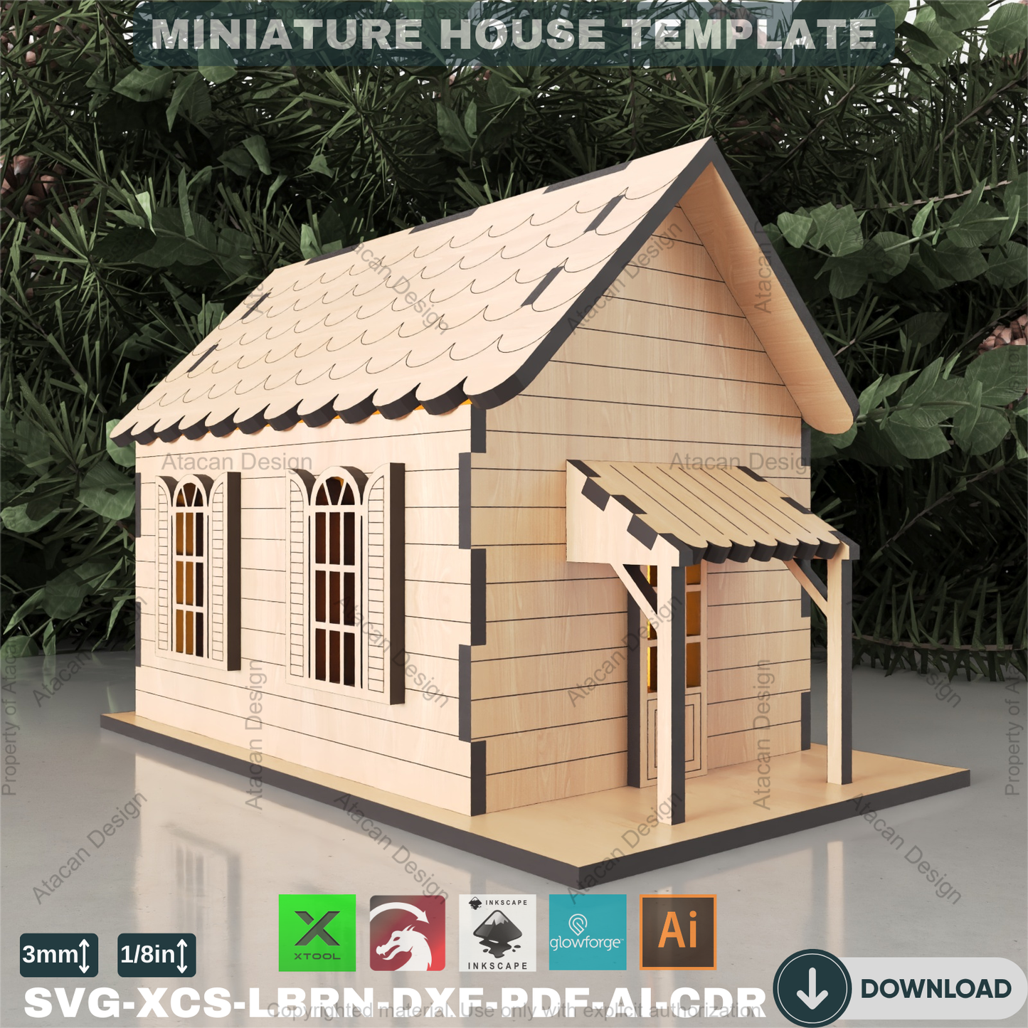Laser Cut Mini House Plan | Build a Charming Cottage Model | Tealight Luminary Design 884