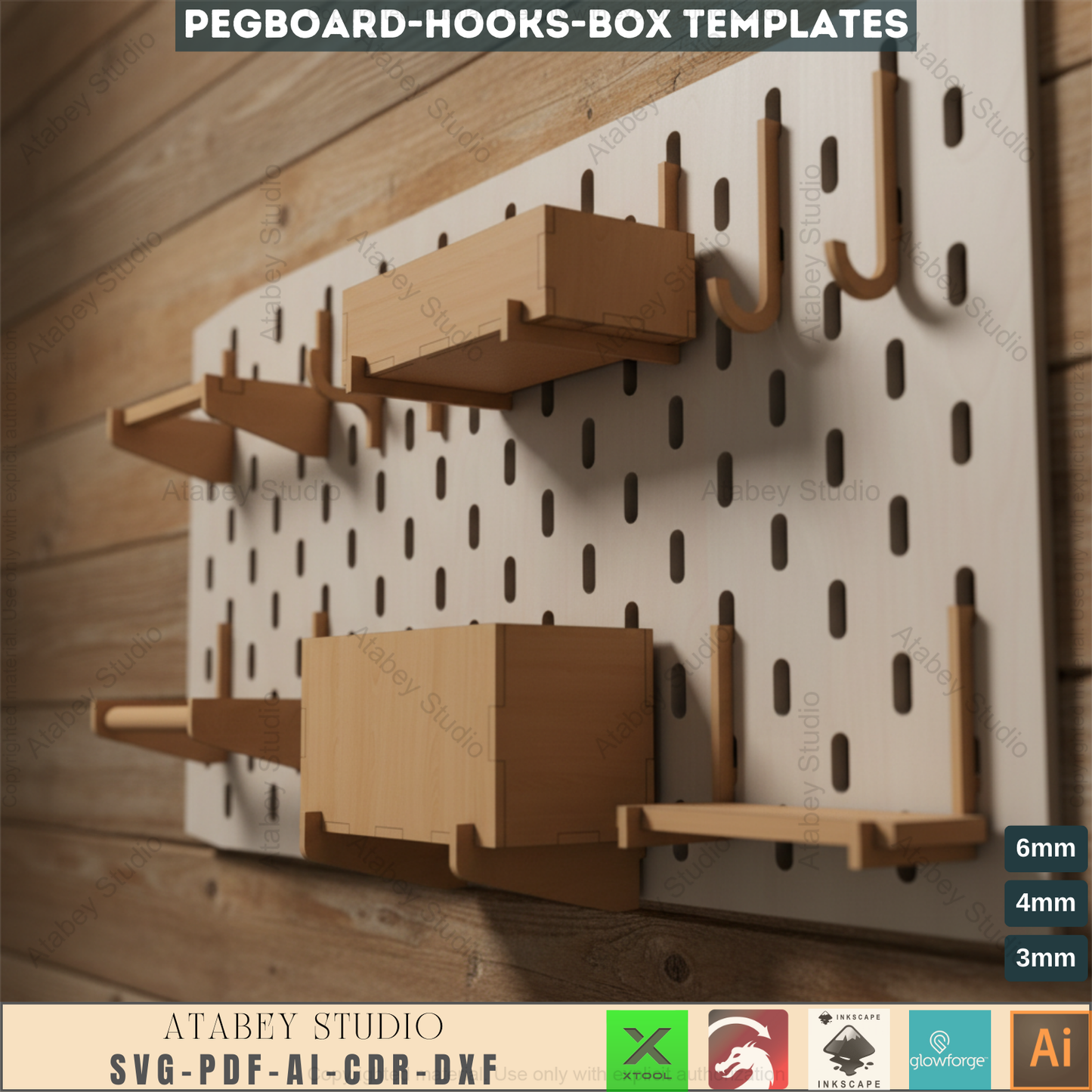 DIY Pegboard and Accessories Kit: Hooks and Shelves for Custom Organization 636