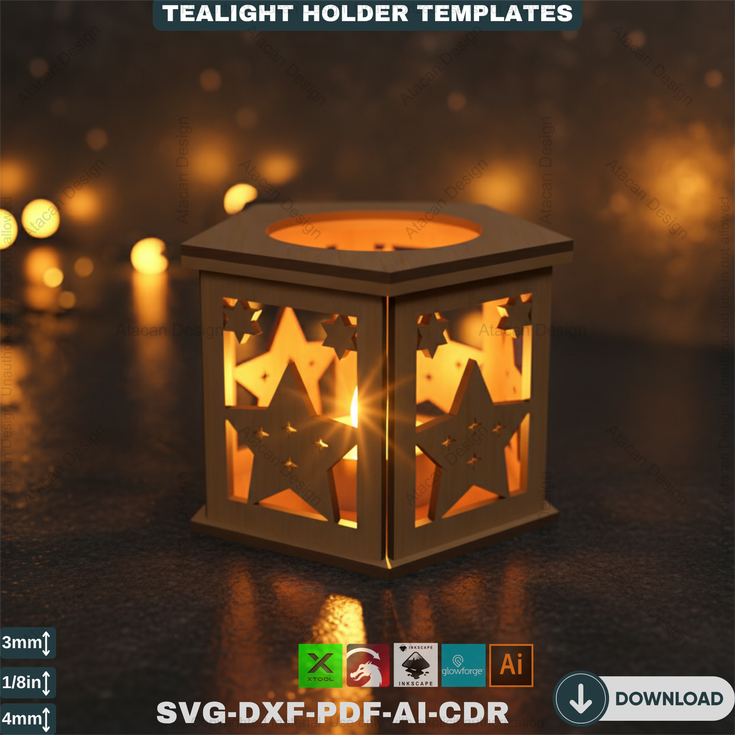 Festive Laser Cut Holiday Candle Holder - Gingerbread Snowman Sleigh Tealight Lanterns 570