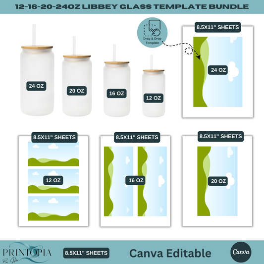 Versatile Libbey Glass Templates: 12-16-20-24oz for Crafting 120