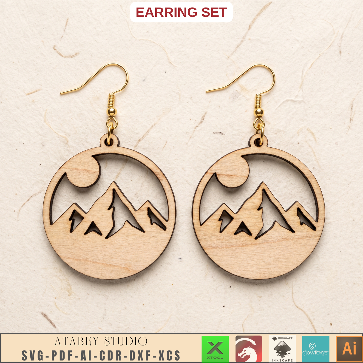 Wooden Bee Butterfly Leaf Earring Templates for Laser Cut Jewelry DIY Plywood Pattern Bundle