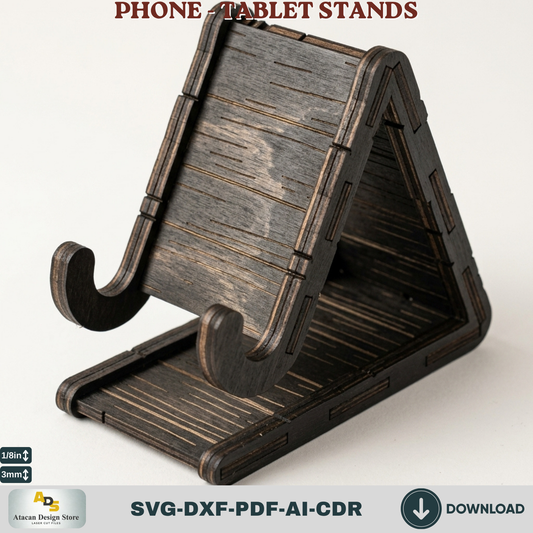 Tablet and Phone Holder Laser Cut Template, A-Frame Desk Dock Display, Wood Stand