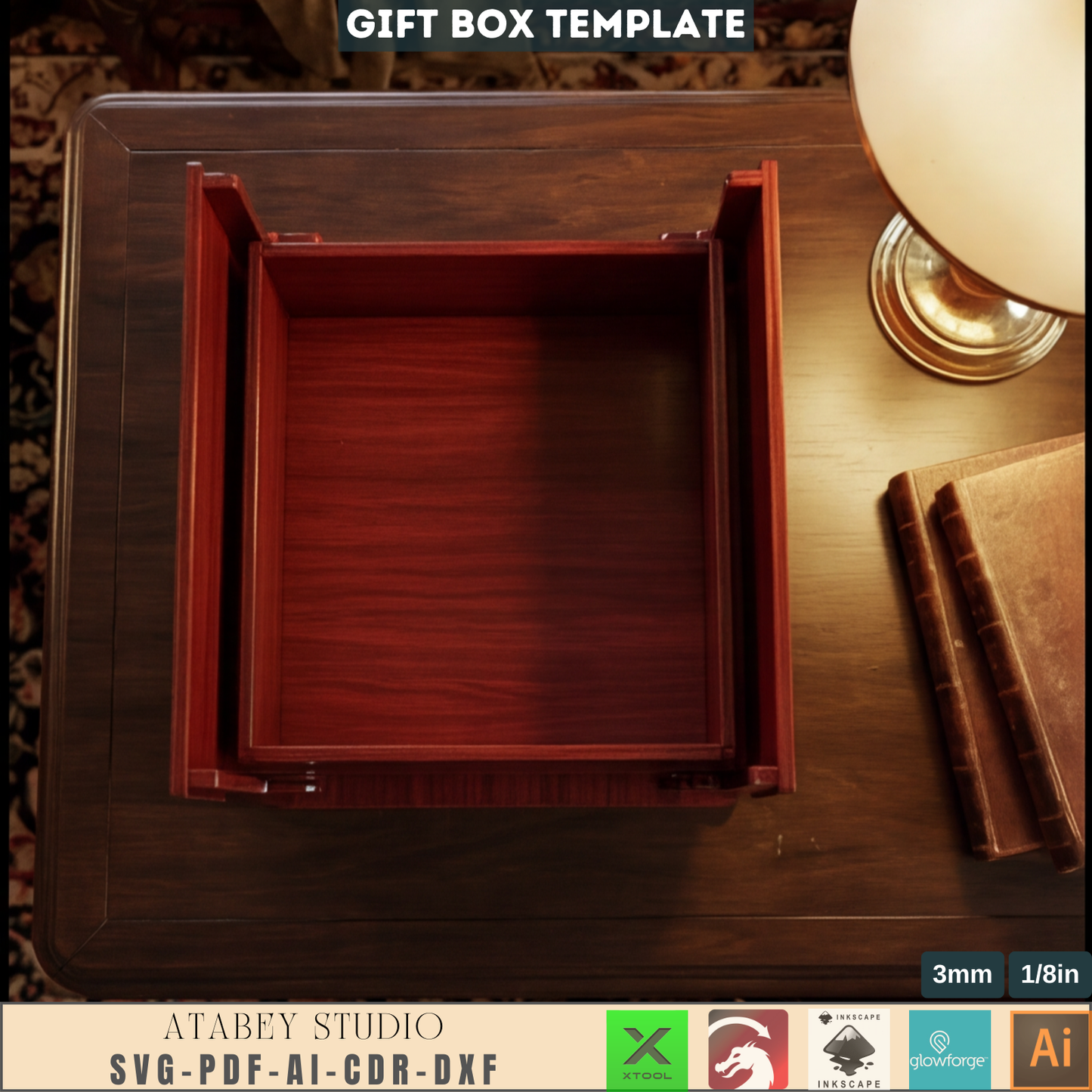 Laser Cut Wooden Gift Box Template with Sliding Lid | Luxury Plywood Jewelry Box Design for Laser Cutting Projects 985