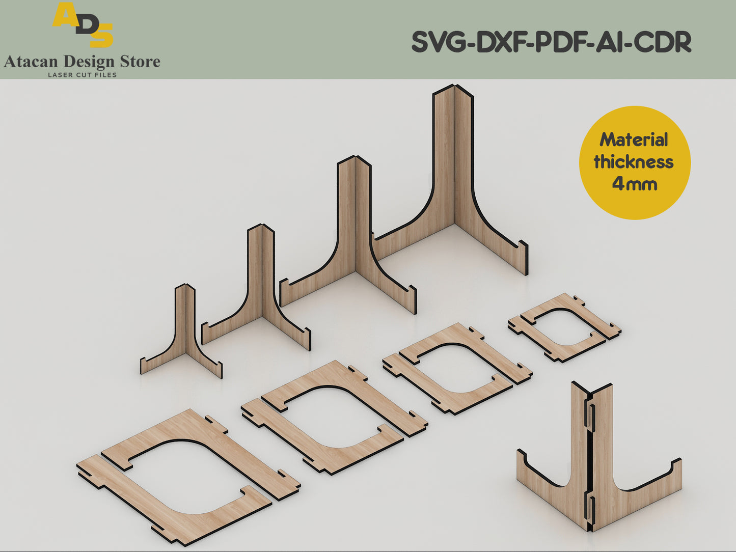 Sophisticated Easel Stand Collection - Digital Laser Cut Files for Multi-Size Displays 413