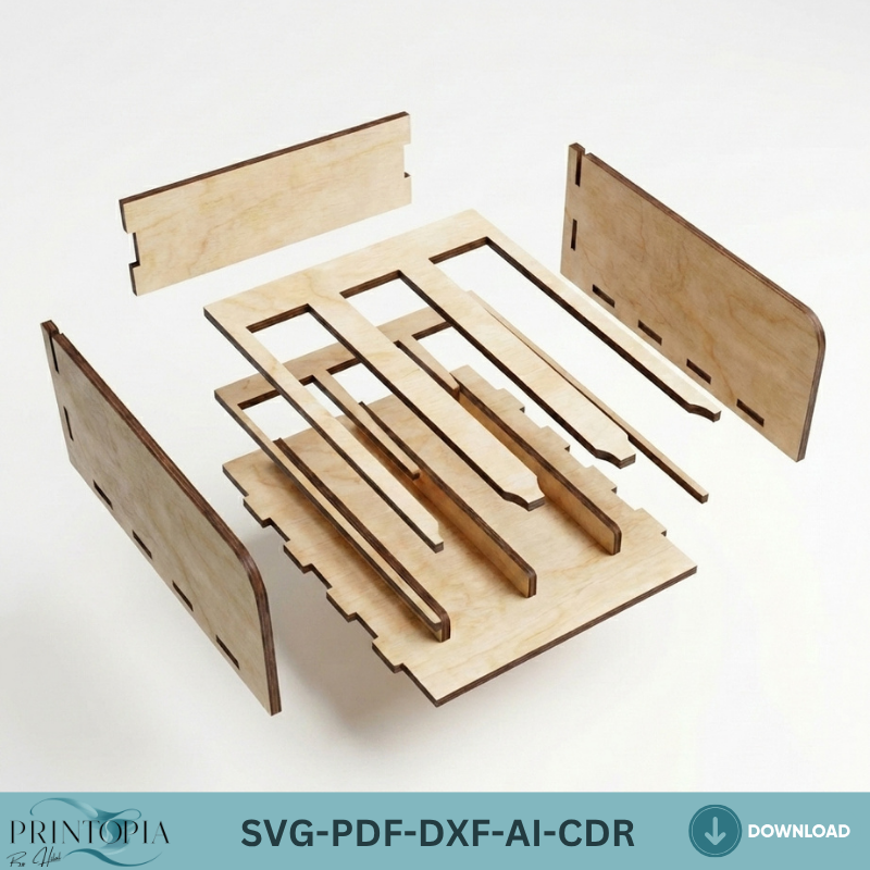 Laser Cut Coffee Pod Holder Stand Pattern - Modern Wooden Organizer Svg Dxf Digital File 389