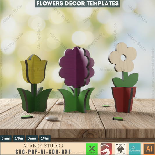 Tulip Flower Laser Cut files / Tulip Flower Cutting File / Acrylic Wood Spring Flowers SVG DXF Ai CDR Pdf 276