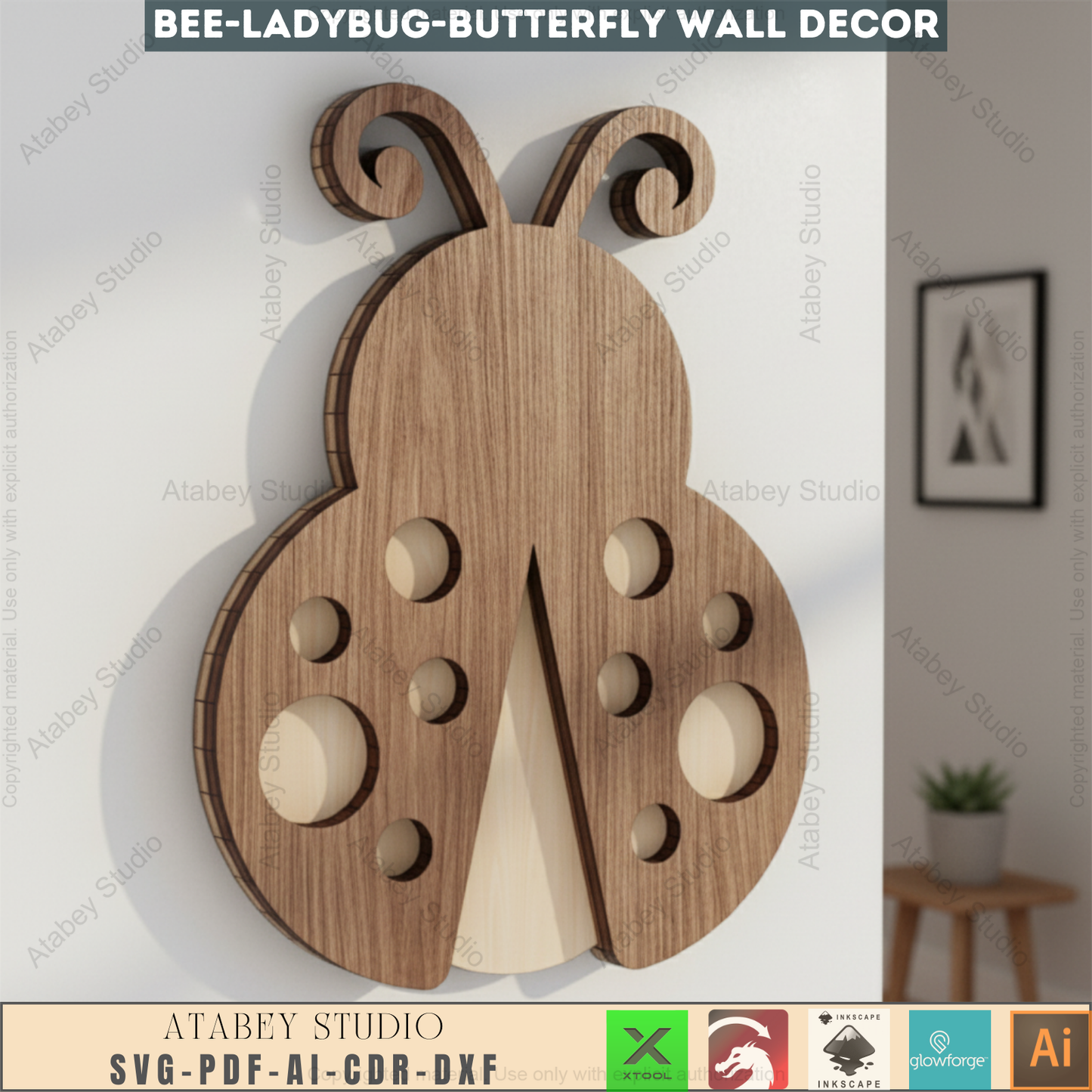 Beautiful Bee, Butterfly, and Bug Wall Art - Two Layer Laser Cut Decor - Perfect for Wall Decoration 654