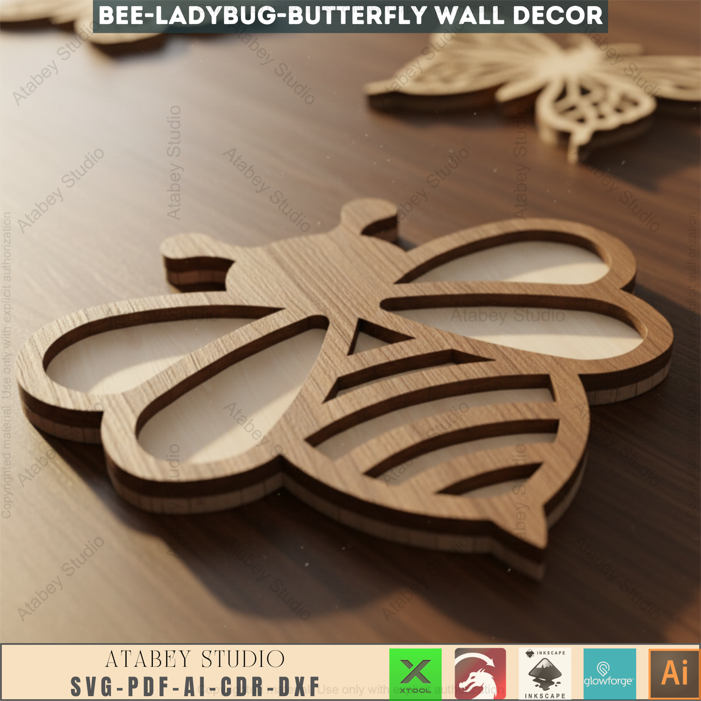 Beautiful Bee, Butterfly, and Bug Wall Art - Two Layer Laser Cut Decor - Perfect for Wall Decoration 654