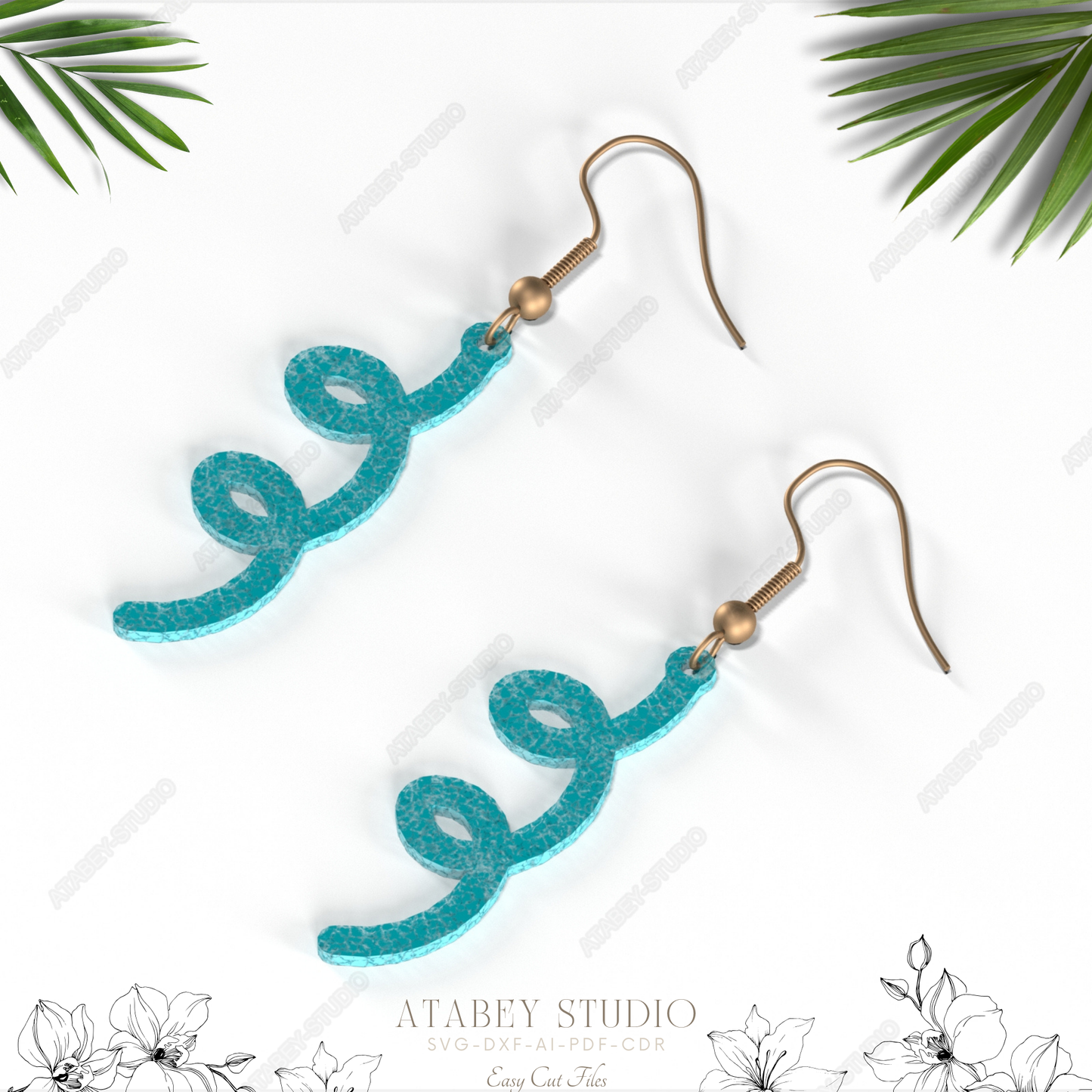 Vibrant-swirl Candy Color Earrings - Unique Sketch Design Cut Files for Laser Cutting Jewelry 837