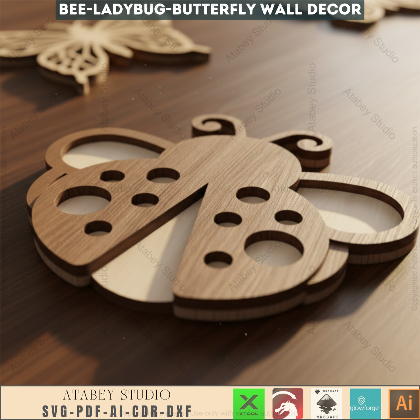 Beautiful Bee, Butterfly, and Bug Wall Art - Two Layer Laser Cut Decor - Perfect for Wall Decoration 654