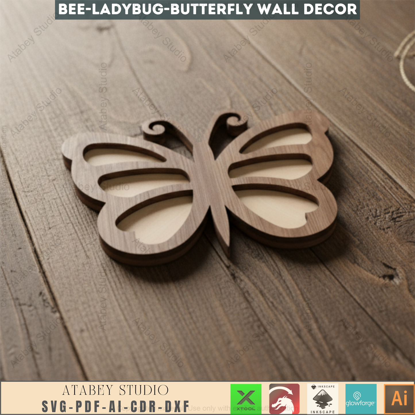 Beautiful Bee, Butterfly, and Bug Wall Art - Two Layer Laser Cut Decor - Perfect for Wall Decoration 654