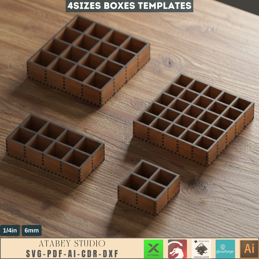 Compartment Tray Box Set for Laser Cutting - Perfect for Organizing Essentials 894