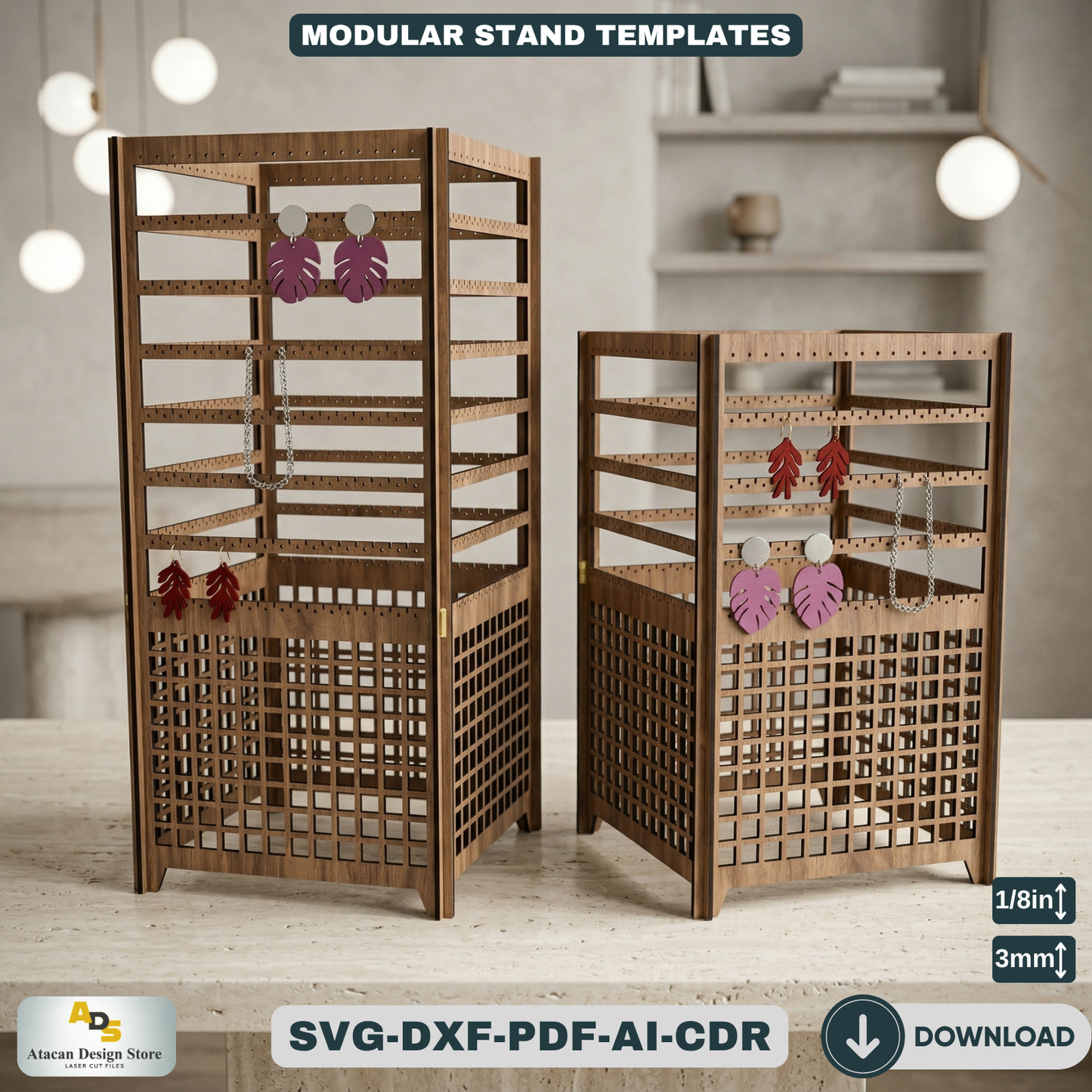 Earrings Necklace Jewelry Extendable Display Stands / Keychains Ornament Holder Displays 560