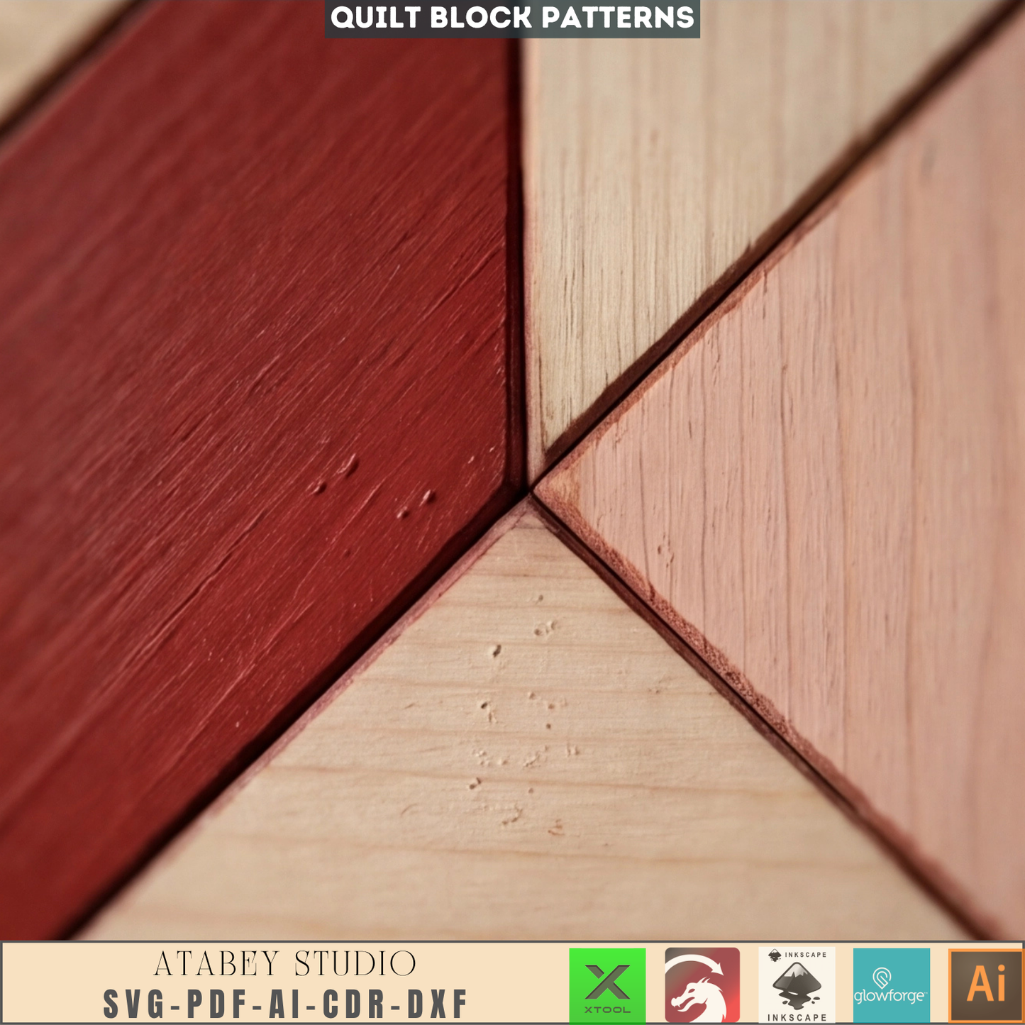 Geometric Barn Quilt Patterns - Laser Cut Quilt Blocks with Frames for DIY Projects
