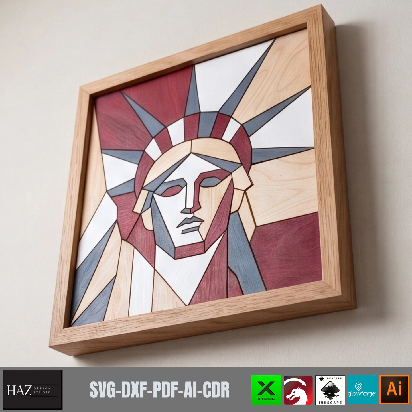 Patriotic American Pattern, Independence Day Decor, Uncle Sam Sign, Statue of Liberty, Eagle Design