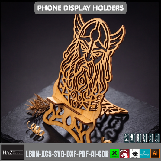Laser Cut Viking Phone Stand Wooden Desk Organizer Template SVG File
