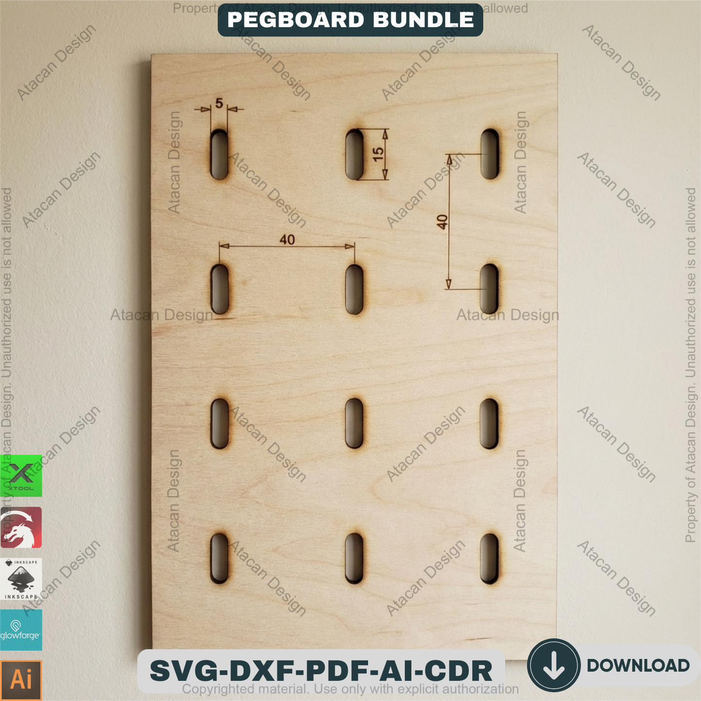 Ikea Skadis Compatible Pegboard Template 20 Sizes Wood Wall Organizer Display Panel 940