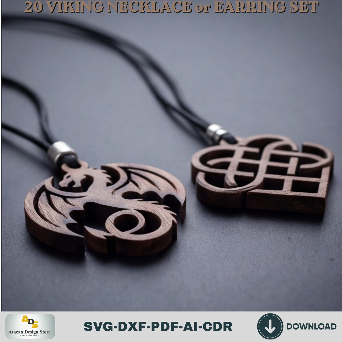 20 Viking Norse Jewelry Laser Cut Templates Necklace Earring Pendant Designs