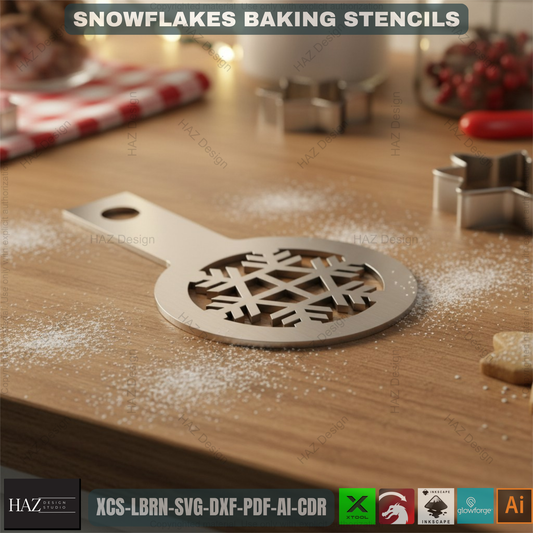 Christmas Snowflake Baking Stencil Set for Cookies, Cakes & Coffee – Festive Kitchen DIY Decorating Templates for Holiday Treats 485