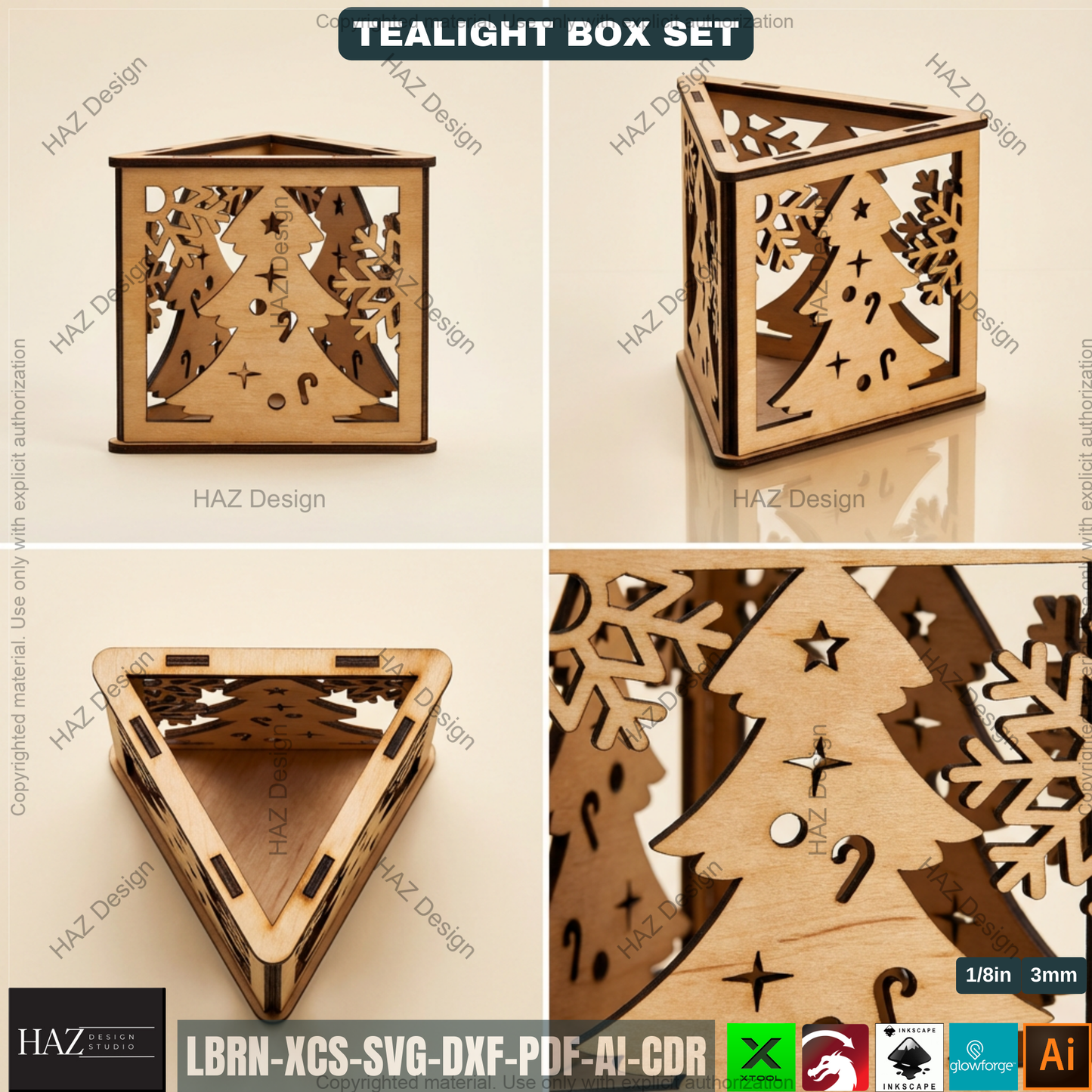 Christmas Lantern Laser Cut Files, Triangle Tealight Holder, Wooden Xmas Decor 509